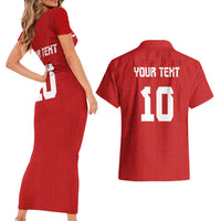Custom Tonga Rugby Couples Matching Short Sleeve Bodycon Dress and Hawaiian Shirt Ngatu Motifs and Pacific Patterns LT03 - Polynesian Pride