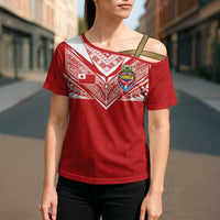 Custom Tonga Rugby Cross Shoulder Shirt Ngatu Motifs and Pacific Patterns LT03 - Polynesian Pride