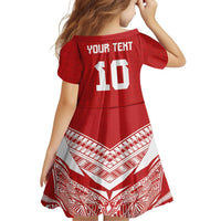 Custom Tonga Rugby Family Matching Off The Shoulder Long Sleeve Dress and Hawaiian Shirt Ngatu Motifs and Pacific Patterns