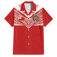 Custom Tonga Rugby Family Matching Puletasi and Hawaiian Shirt Ngatu Motifs and Pacific Patterns LT03 Dad's Shirt - Short Sleeve Red - Polynesian Pride