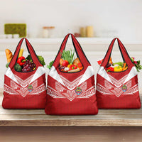 Tonga Rugby Grocery Bag Ngatu Motifs and Pacific Patterns LT03 3-pack One Size Red - Polynesian Pride