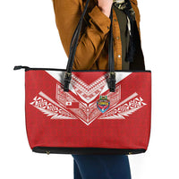 Tonga Rugby Leather Tote Bag Ngatu Motifs and Pacific Patterns LT03 - Polynesian Pride