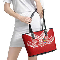 Tonga Rugby Leather Tote Bag Ngatu Motifs and Pacific Patterns LT03 - Polynesian Pride