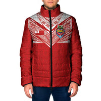 Custom Tonga Rugby Padded Jacket Ngatu Motifs and Pacific Patterns LT03 Men Red - Polynesian Pride