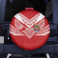 Tonga Rugby Spare Tire Cover Ngatu Motifs and Pacific Patterns LT03 No hole Red - Polynesian Pride