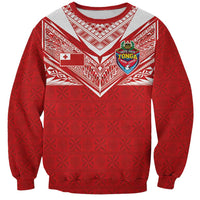 Custom Tonga Rugby Sweatshirt Ngatu Motifs and Pacific Patterns LT03 Unisex Red - Polynesian Pride