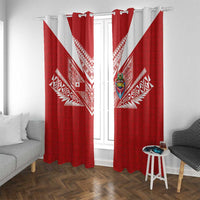Tonga Rugby Window Curtain Ngatu Motifs and Pacific Patterns LT03 With Grommets Red - Polynesian Pride