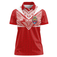 Custom Tonga Rugby Women Polo Shirt Ngatu Motifs and Pacific Patterns LT03 Female Red - Polynesian Pride