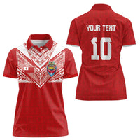 Custom Tonga Rugby Women Polo Shirt Ngatu Motifs and Pacific Patterns LT03 - Polynesian Pride