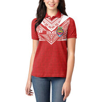 Custom Tonga Rugby Women Polo Shirt Ngatu Motifs and Pacific Patterns LT03 - Polynesian Pride