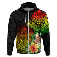 Polynesia Victory Day Zip Hoodie Tribal Turtle and Hibiscus LT03 Zip Hoodie Reggae - Polynesian Pride