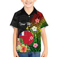 Wallis and Futuna Victory Day Family Matching Short Sleeve Bodycon Dress and Hawaiian Shirt Tribal Polynesian Tattoo and Hibiscus Flower LT03 Son's Shirt Reggae - Polynesian Pride