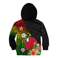 Wallis and Futuna Victory Day Kid Hoodie Tribal Polynesian Tattoo and Hibiscus Flower LT03 - Polynesian Pride