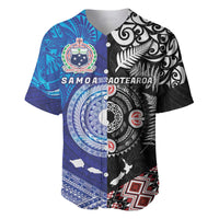Samoa and Aotearoa Together Baseball Jersey Tatau Art Tattoos-Taniko and Maori with Fern