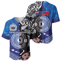 Samoa and Aotearoa Together Baseball Jersey Tatau Art Tattoos-Taniko and Maori with Fern