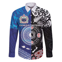 Samoa and Aotearoa Together Family Matching Off The Shoulder Long Sleeve Dress and Hawaiian Shirt Tatau Art Tattoos-Taniko and Maori with Fern