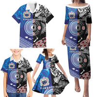 Samoa and Aotearoa Together Family Matching Puletasi and Hawaiian Shirt Tatau Art Tattoos-Taniko and Maori with Fern