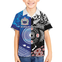 Samoa and Aotearoa Together Family Matching Tank Maxi Dress and Hawaiian Shirt Tatau Art Tattoos-Taniko and Maori with Fern