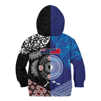 Samoa and Aotearoa Together Kid Hoodie Tatau Art Tattoos-Taniko and Maori with Fern