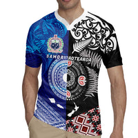 Samoa and Aotearoa Together Rugby Jersey Tatau Art Tattoos-Taniko and Maori with Fern