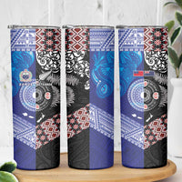 Samoa and Aotearoa Together Skinny Tumbler Tatau Art Tattoos-Taniko and Maori with Fern