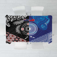 Samoa and Aotearoa Together Tablecloth Tatau Art Tattoos-Taniko and Maori with Fern LT03 Black - Polynesian Pride
