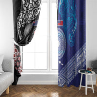 Samoa and Aotearoa Together Window Curtain Tatau Art Tattoos-Taniko and Maori with Fern LT03 - Polynesian Pride