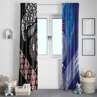 Samoa and Aotearoa Together Window Curtain Tatau Art Tattoos-Taniko and Maori with Fern LT03 - Polynesian Pride