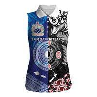 Samoa and Aotearoa Together Women Sleeveless Polo Shirt Tatau Art Tattoos-Taniko and Maori with Fern
