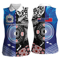 Samoa and Aotearoa Together Women Sleeveless Polo Shirt Tatau Art Tattoos-Taniko and Maori with Fern