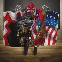Hawaii and United States Memorial Day Hooded Blanket Honor and Remember The Fallen LT03 - Polynesian Pride
