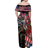 Hawaii and United States Memorial Day Off Shoulder Maxi Dress Honor and Remember The Fallen LT03 - Polynesian Pride