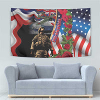Hawaii and United States Memorial Day Tapestry Honor and Remember The Fallen