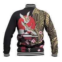 Japanese Culture and Hawaiian Tribal Baseball Jacket Sakura Blossom Tapa Pattern LT03 - Polynesian Pride