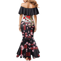 Japanese Culture and Hawaiian Tribal Mermaid Dress Sakura Blossom Tapa Pattern LT03 - Polynesian Pride