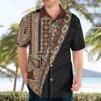 Samoa Siapo Motif Half Style Hawaiian Shirt Brown Version LT03 - Polynesian Pride