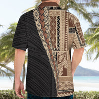 Samoa Siapo Motif Half Style Hawaiian Shirt Brown Version LT03 - Polynesian Pride