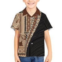Samoa Siapo Motif Half Style Hawaiian Shirt Brown Version LT03 - Polynesian Pride