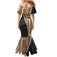 Samoa Siapo Motif Half Style Mermaid Dress Brown Version LT03 - Polynesian Pride