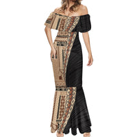 Samoa Siapo Motif Half Style Mermaid Dress Brown Version LT03 - Polynesian Pride