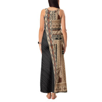 Samoa Siapo Motif Half Style Tank Maxi Dress Brown Version LT03 - Polynesian Pride