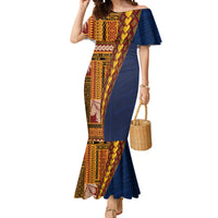 Samoa Siapo Motif Half Style Mermaid Dress Colorful Version LT03 Women Yellow - Polynesian Pride