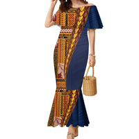 Samoa Siapo Motif Half Style Mermaid Dress Colorful Version LT03 Women Yellow - Polynesian Pride