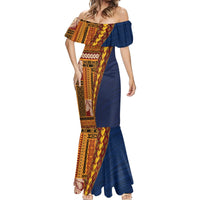 Samoa Siapo Motif Half Style Mermaid Dress Colorful Version LT03 - Polynesian Pride