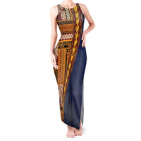 Samoa Siapo Motif Half Style Tank Maxi Dress Colorful Version LT03 Women Yellow - Polynesian Pride