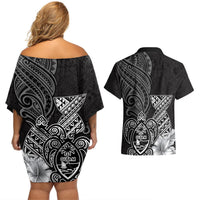 Guam Latte Stone Chamorro Culture Couples Matching Off Shoulder Short Dress and Hawaiian Shirt Tapa Pattern LT03 - Polynesian Pride