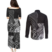 Guam Latte Stone Chamorro Culture Couples Matching Puletasi and Long Sleeve Button Shirt Tapa Pattern LT03 - Polynesian Pride