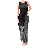 Guam Latte Stone Chamorro Culture Tank Maxi Dress Tapa Pattern LT03 Women Black - Polynesian Pride