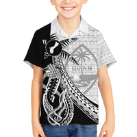 Guam Fish Hook and Palm Tree Hawaiian Shirt Polynesian Pattern Half Style LT03 - Polynesian Pride