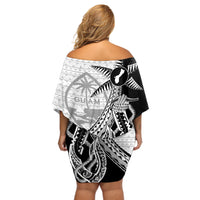 Guam Fish Hook and Palm Tree Off Shoulder Short Dress Polynesian Pattern Half Style LT03 - Polynesian Pride